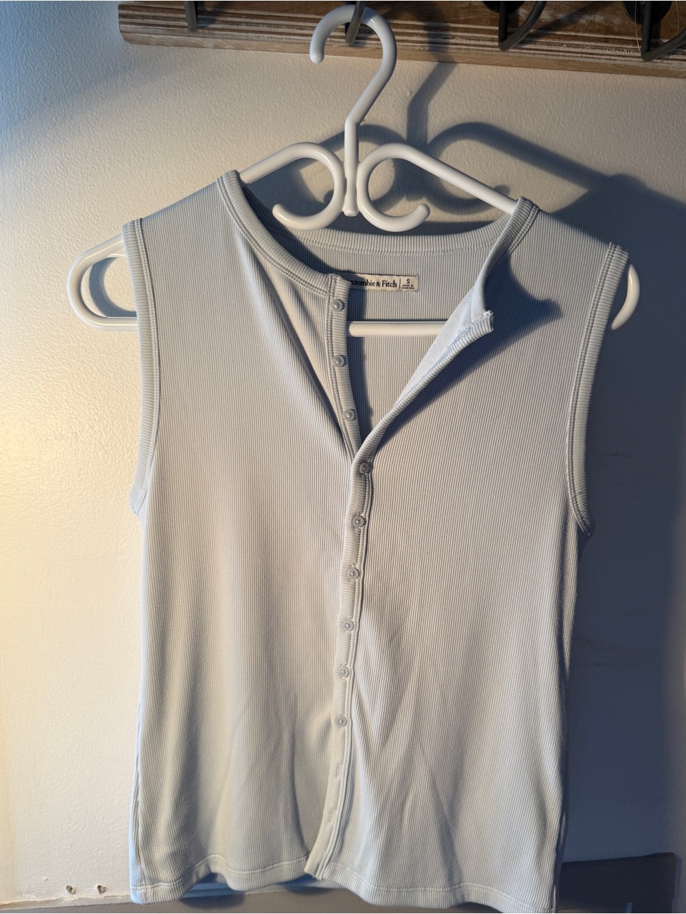 Abercrombie & Fitch Pale Blue Ribbed Button-Front Tank
